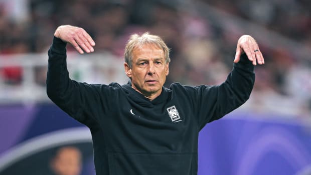 Manager Jurgen Klinsmann pictured during South Korea's 2-0 defeat by Jordan in the semi-finals of the 2023 AFC Asian Cup in Qatar